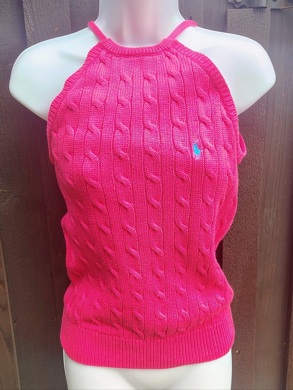 Ralph Lauren Pink Cable Knit Halter Tank